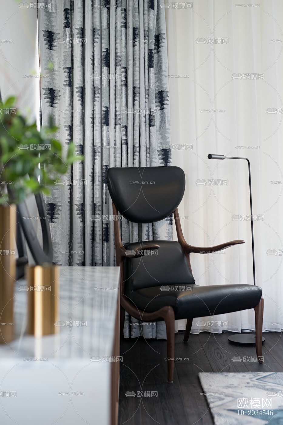 新中式平层效果图下载（渲染图2）