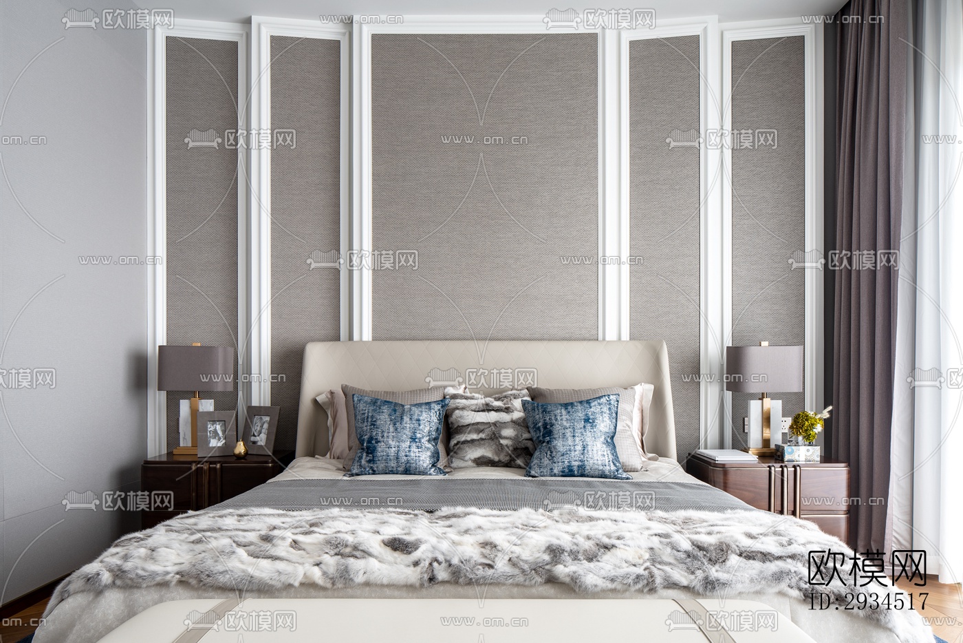 新中式平层效果图下载（渲染图9）