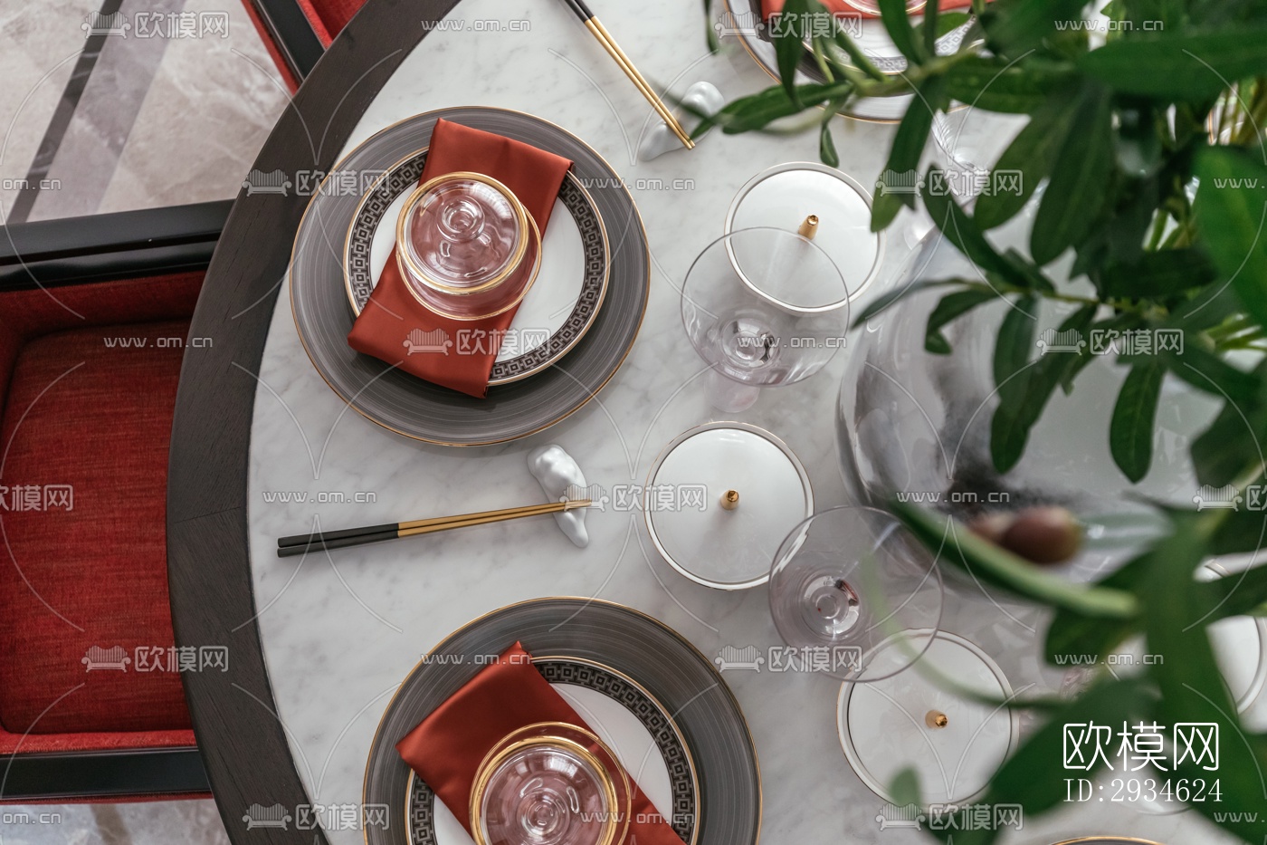 新中式平层效果图下载（渲染图19）