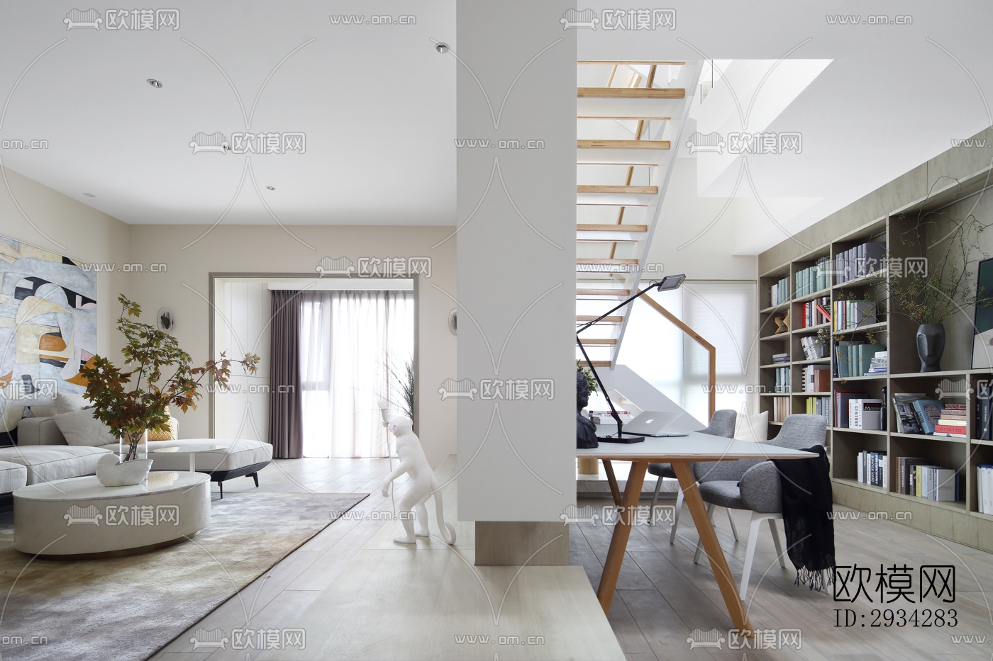 现代复式效果图下载（渲染图18）