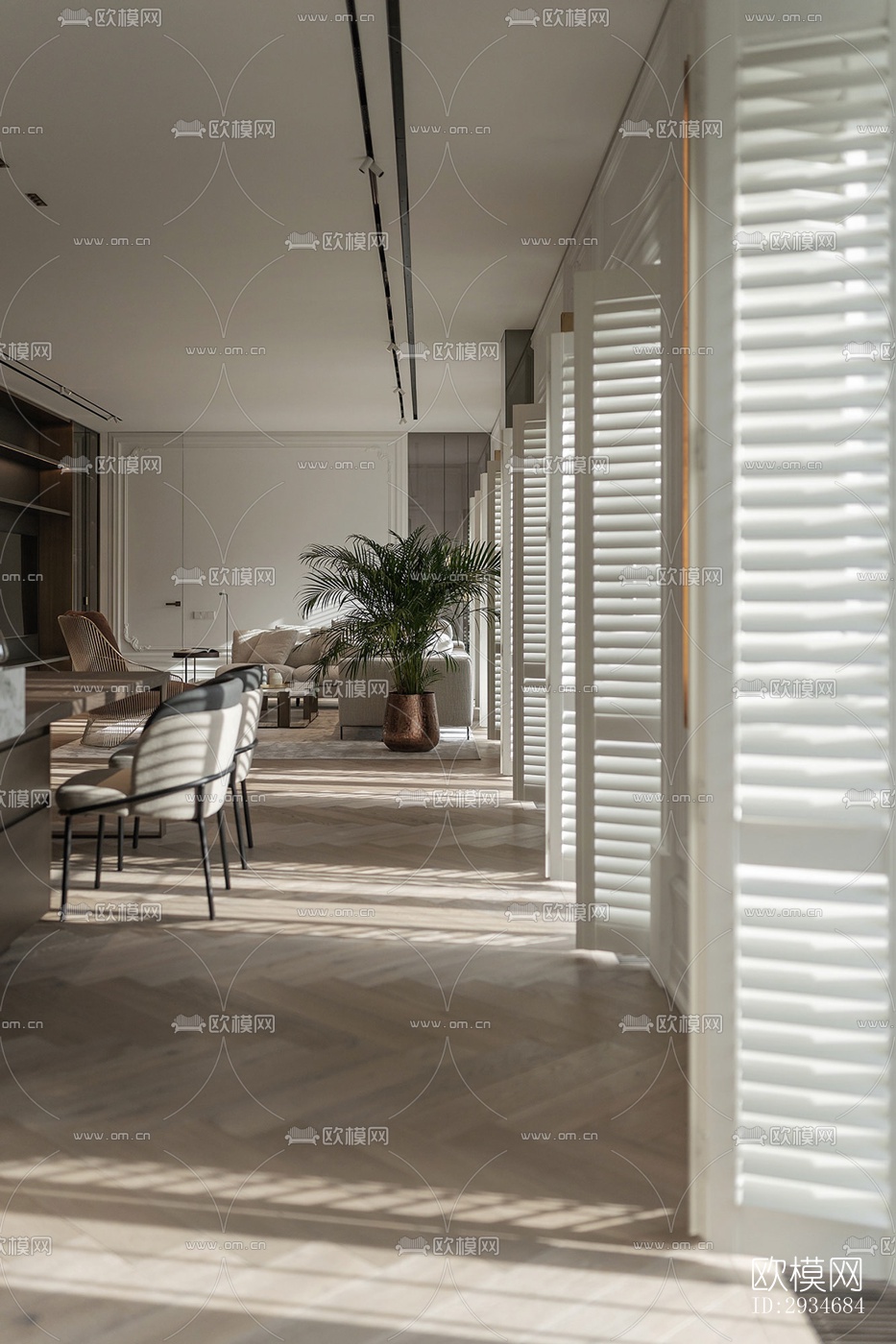 欧式平层效果图下载（渲染图4）