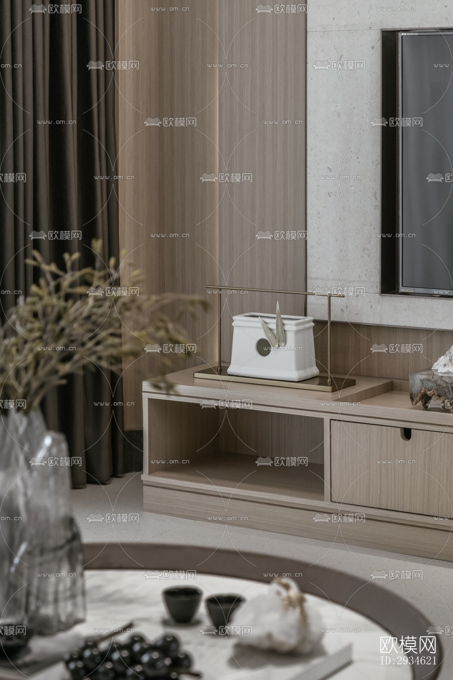 新中式平层效果图下载（渲染图18）