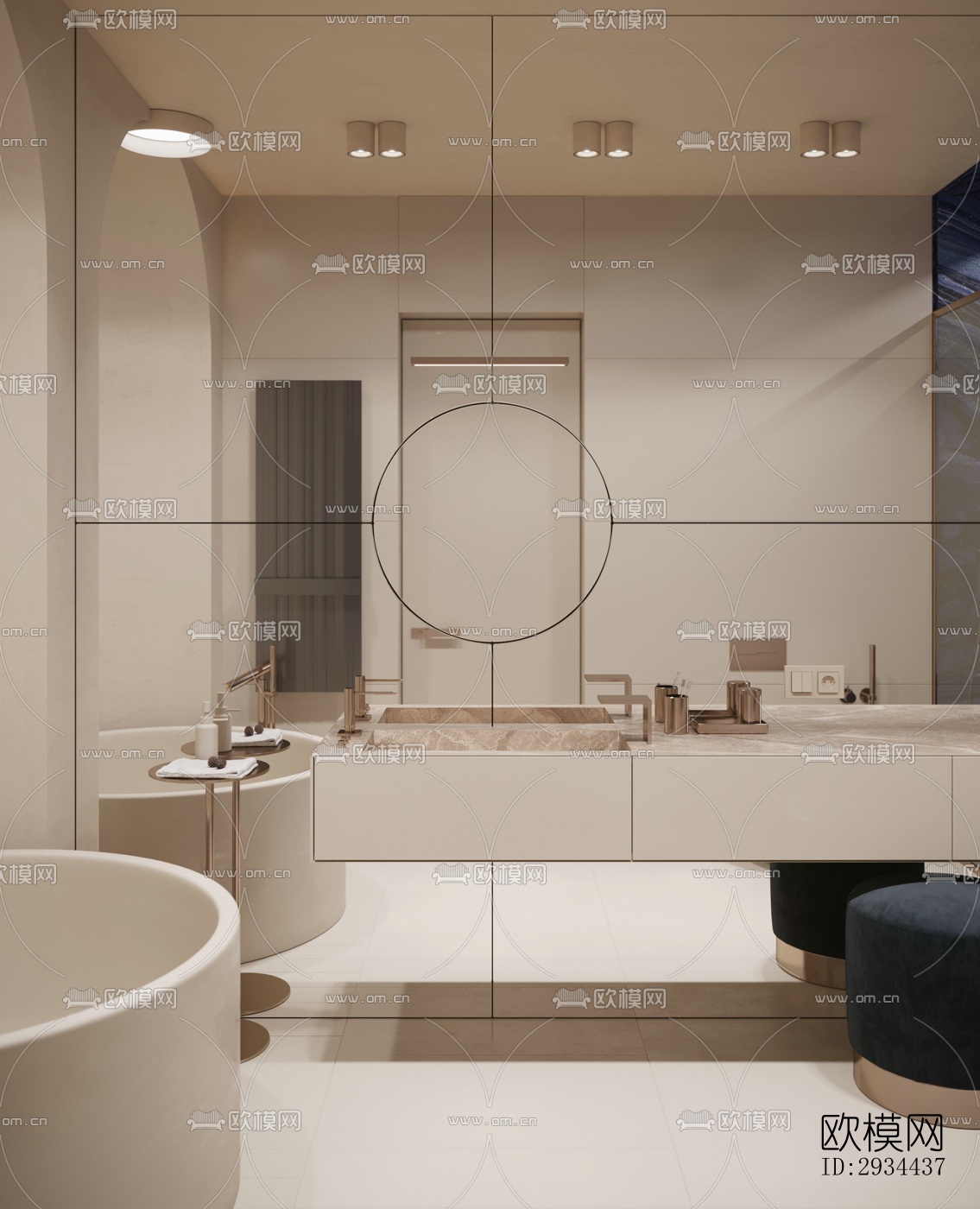 后现代平层效果图下载（渲染图4）