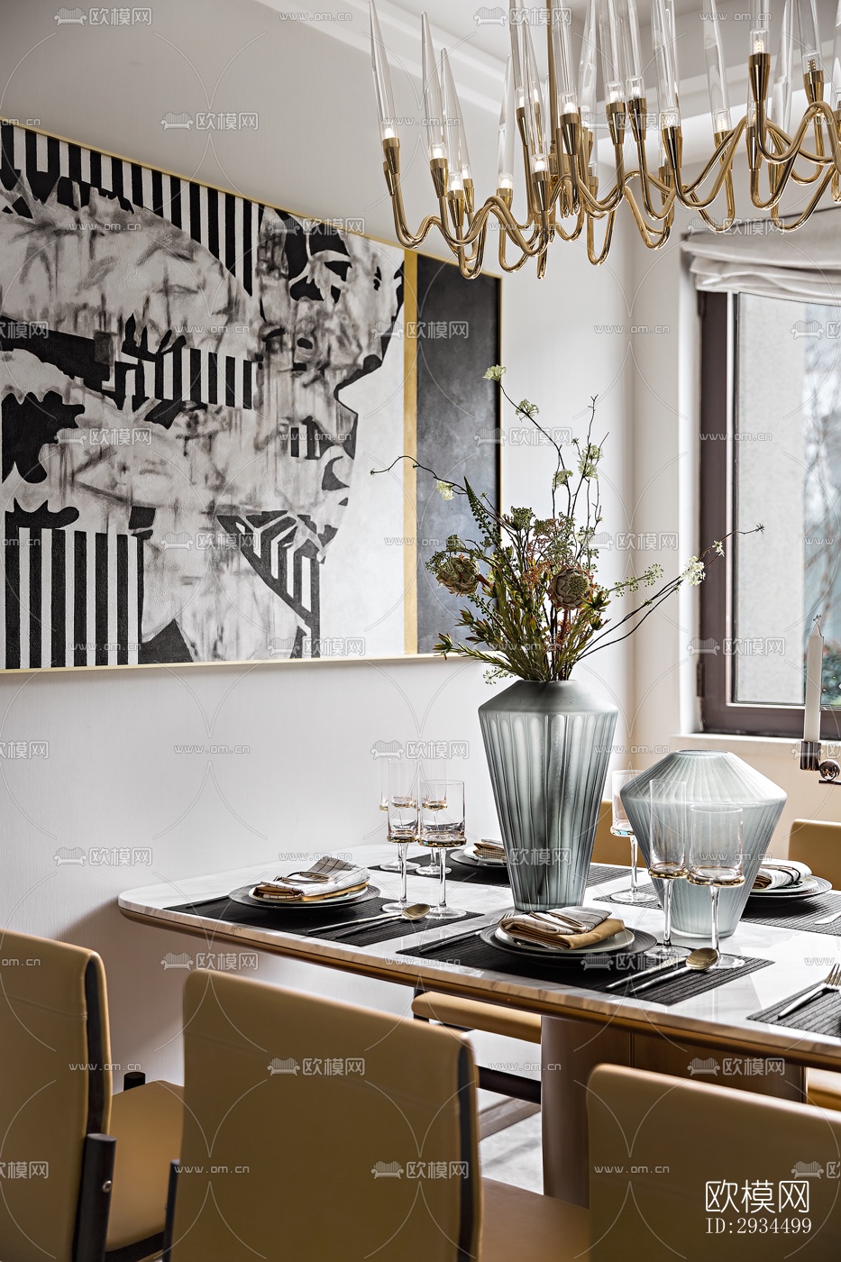 新中式平层效果图下载（渲染图6）