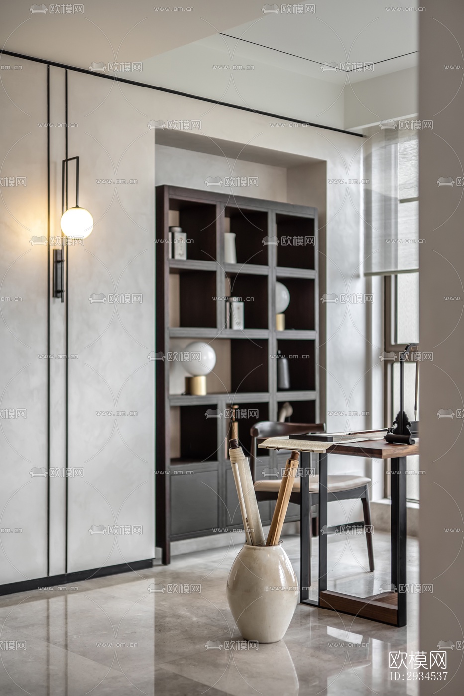 新中式平层效果图下载（渲染图6）