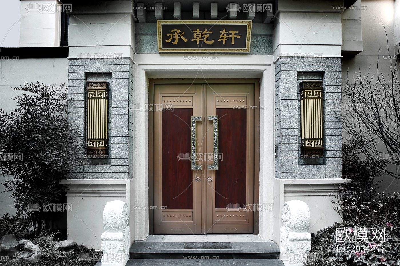 新中式平层效果图下载（渲染图8）