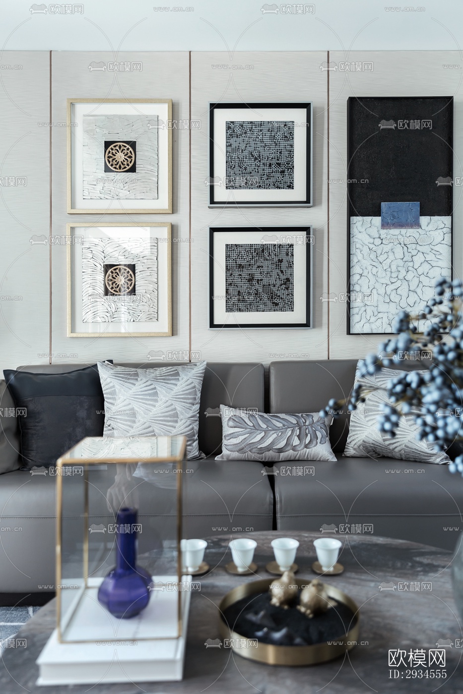 新中式平层效果图下载（渲染图8）