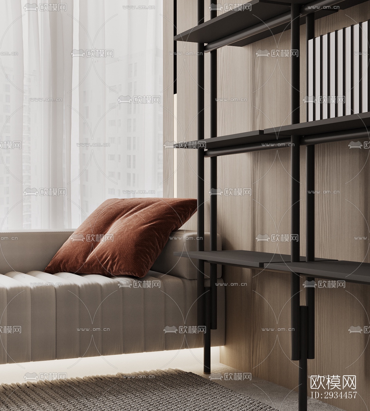 奶油风平层效果图下载（渲染图2）