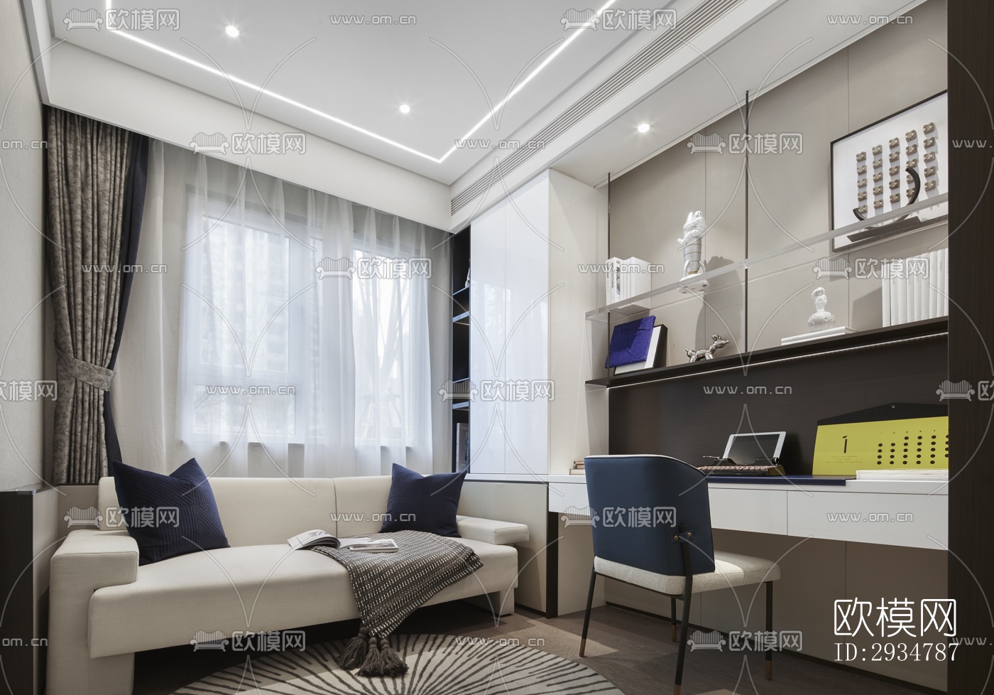 现代平层效果图下载（渲染图10）