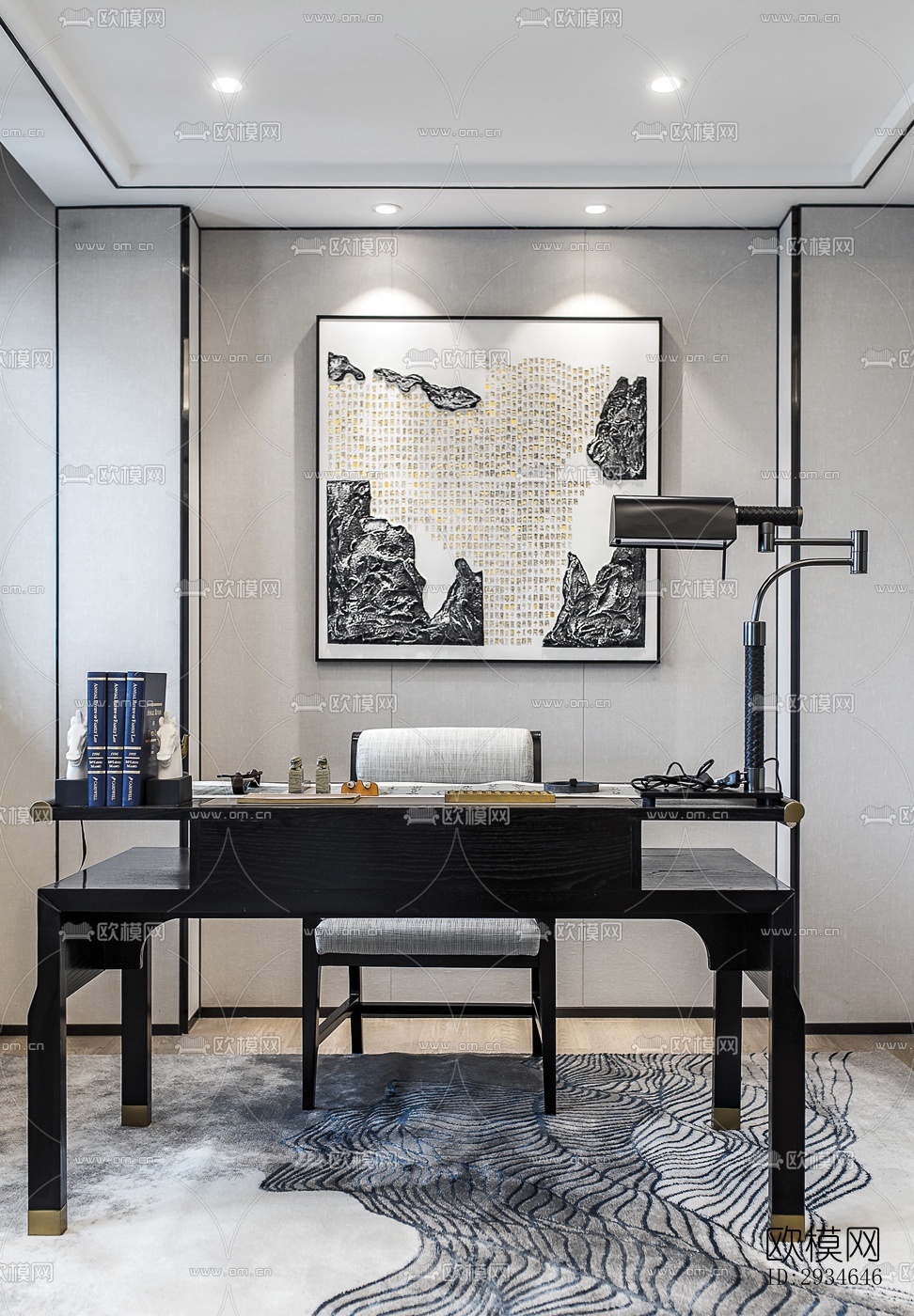 新中式平层效果图下载（渲染图4）