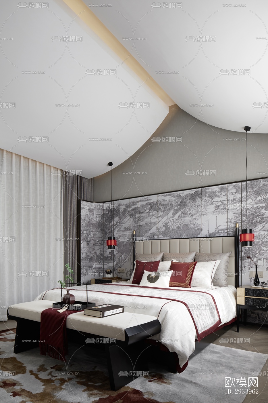 新中式别墅效果图下载（渲染图2）