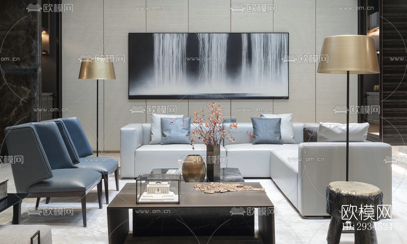 新中式平层效果图下载（渲染图5）