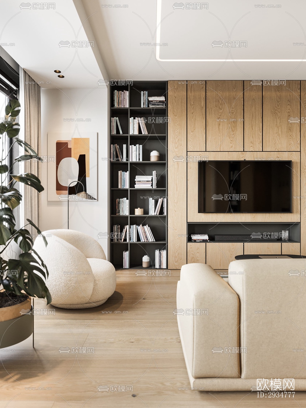 现代平层效果图下载（渲染图9）