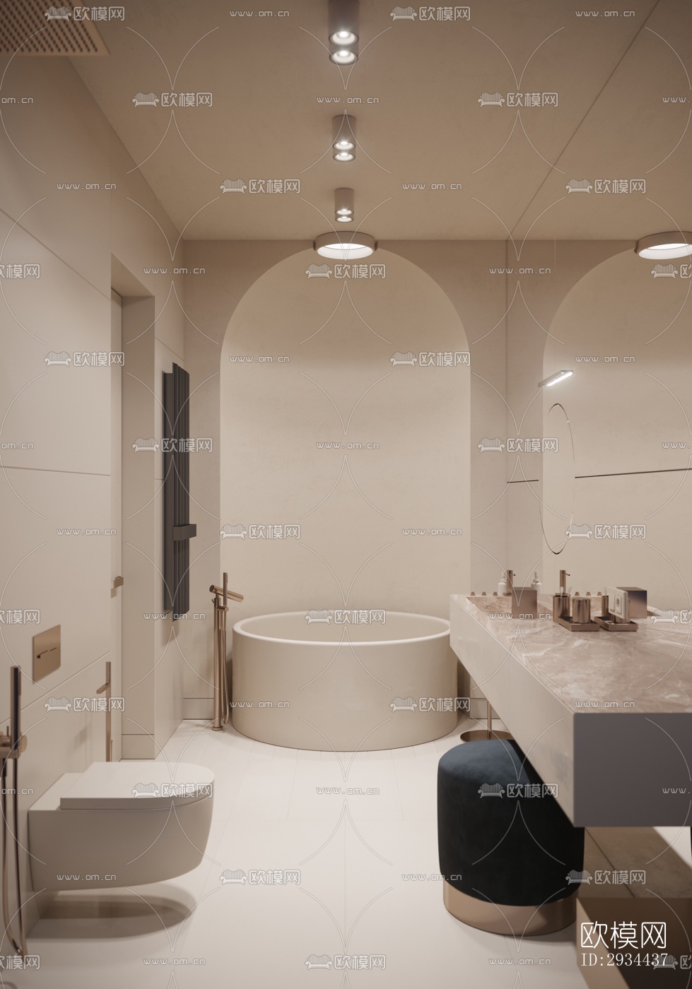 后现代平层效果图下载（渲染图1）