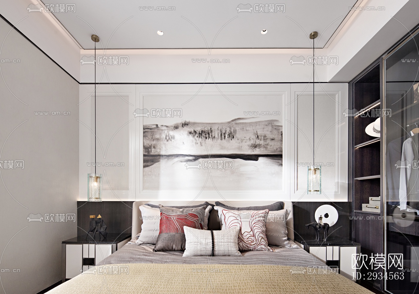 新中式平层效果图下载（渲染图20）