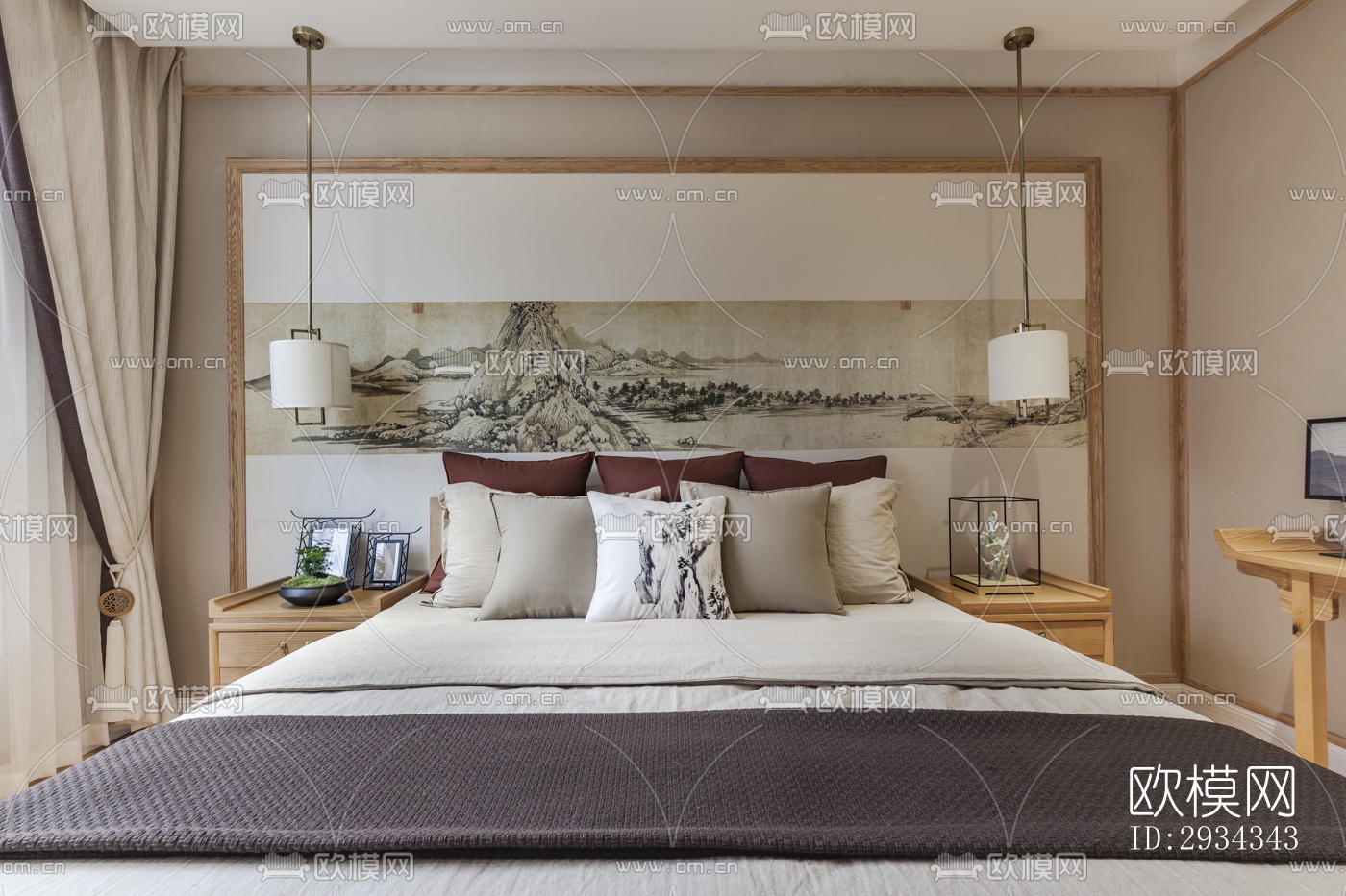 中式平层效果图下载（渲染图11）