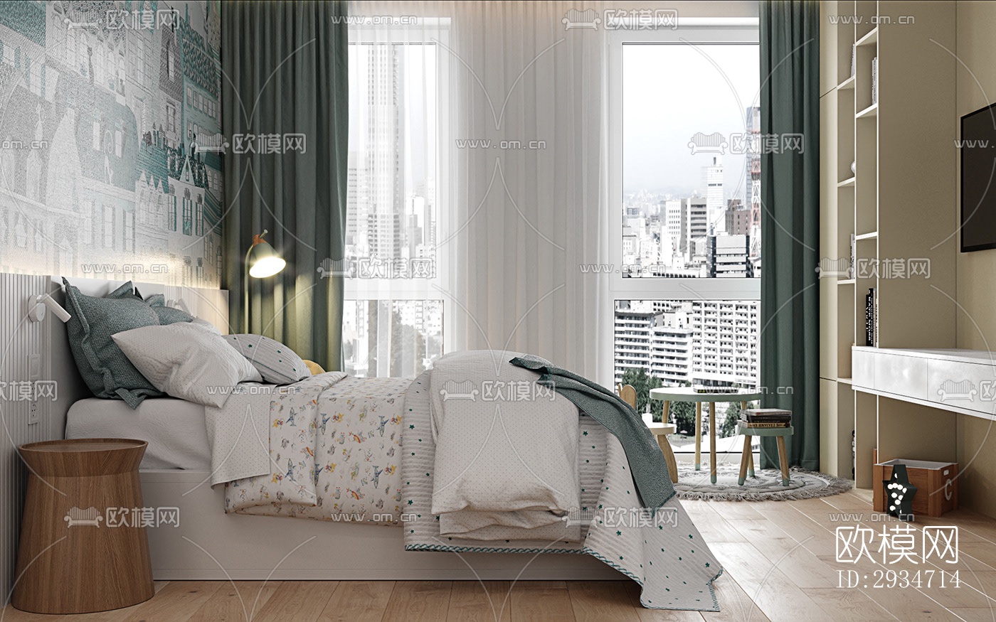 现代平层效果图下载（渲染图19）