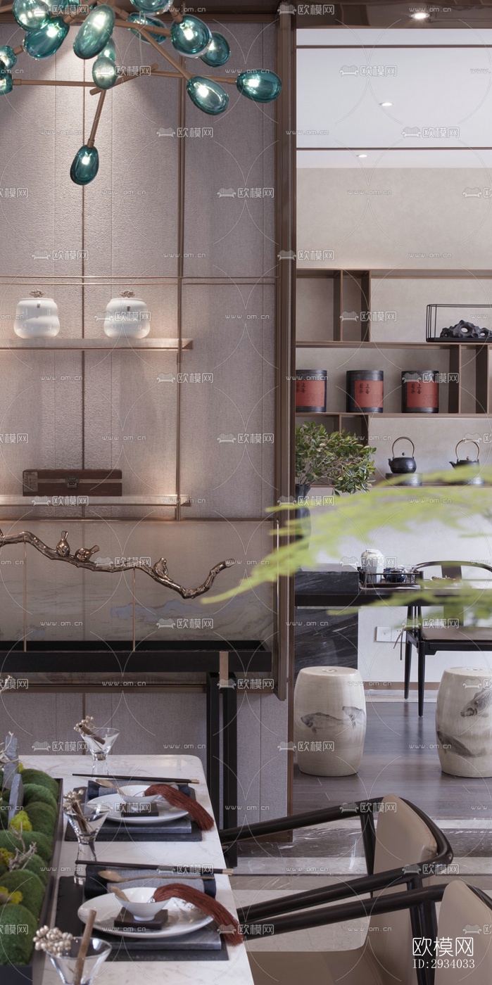 新中式别墅效果图下载（渲染图7）