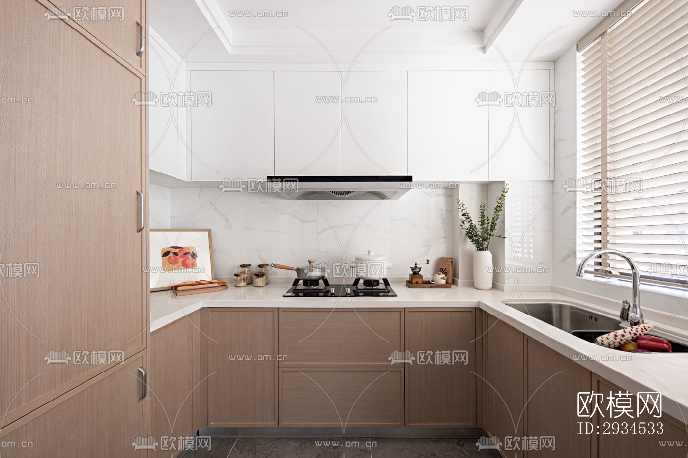 新中式平层效果图下载（渲染图16）