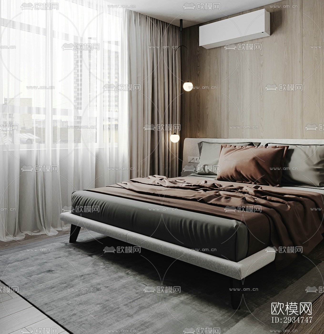 现代平层效果图下载（渲染图8）