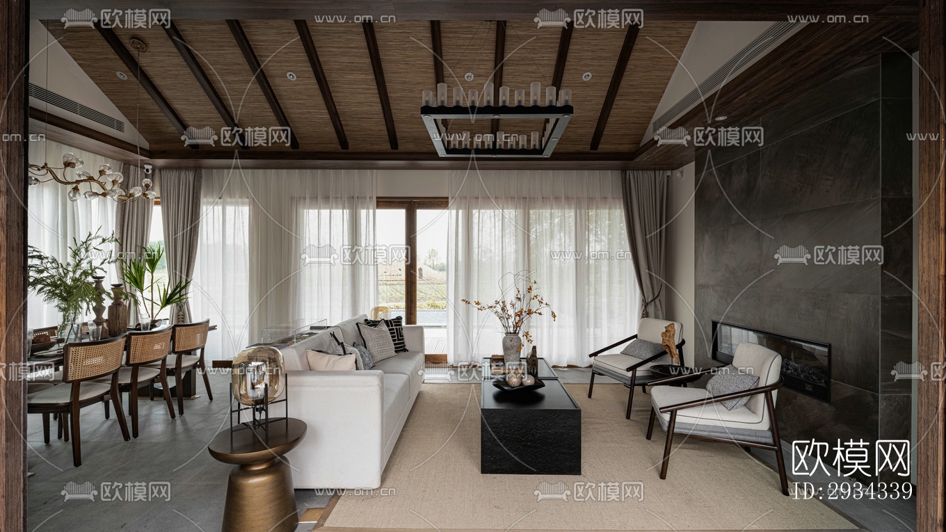 中式平层效果图下载（渲染图6）