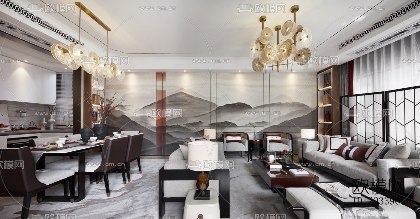 新中式别墅效果图下载（渲染图12）