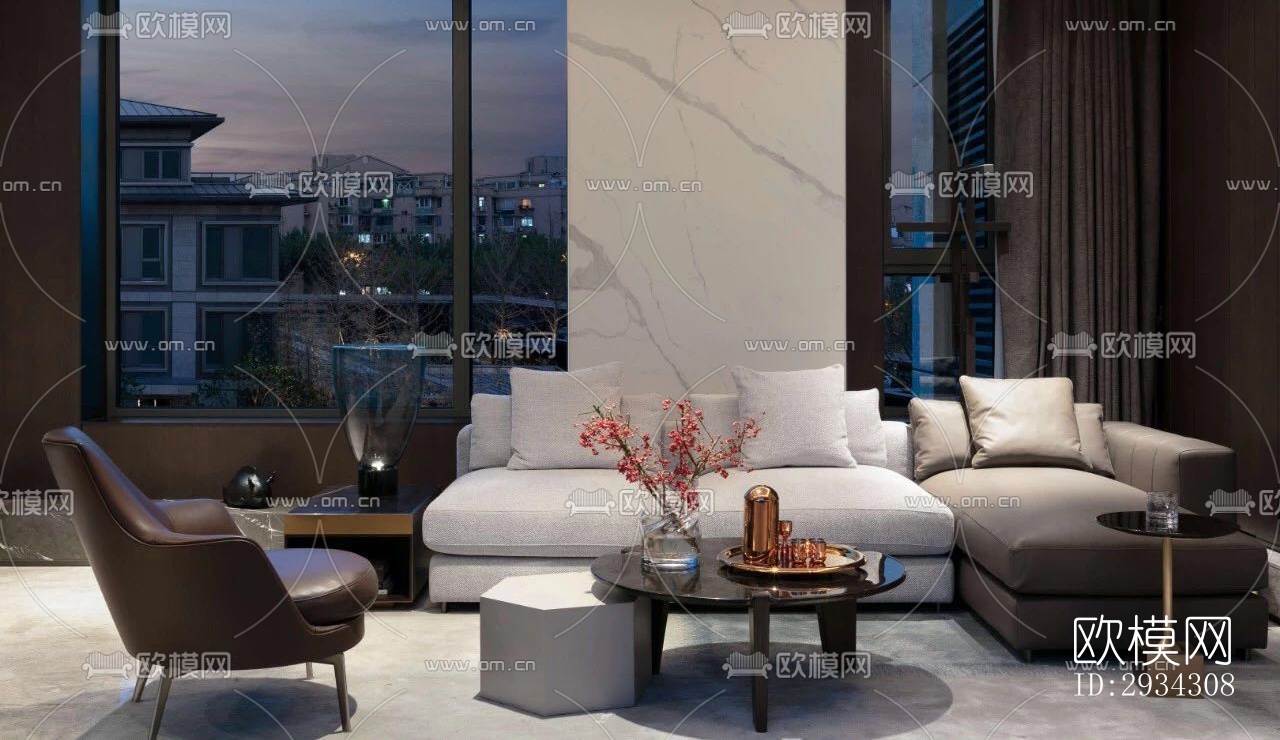 现代复式效果图下载（渲染图17）