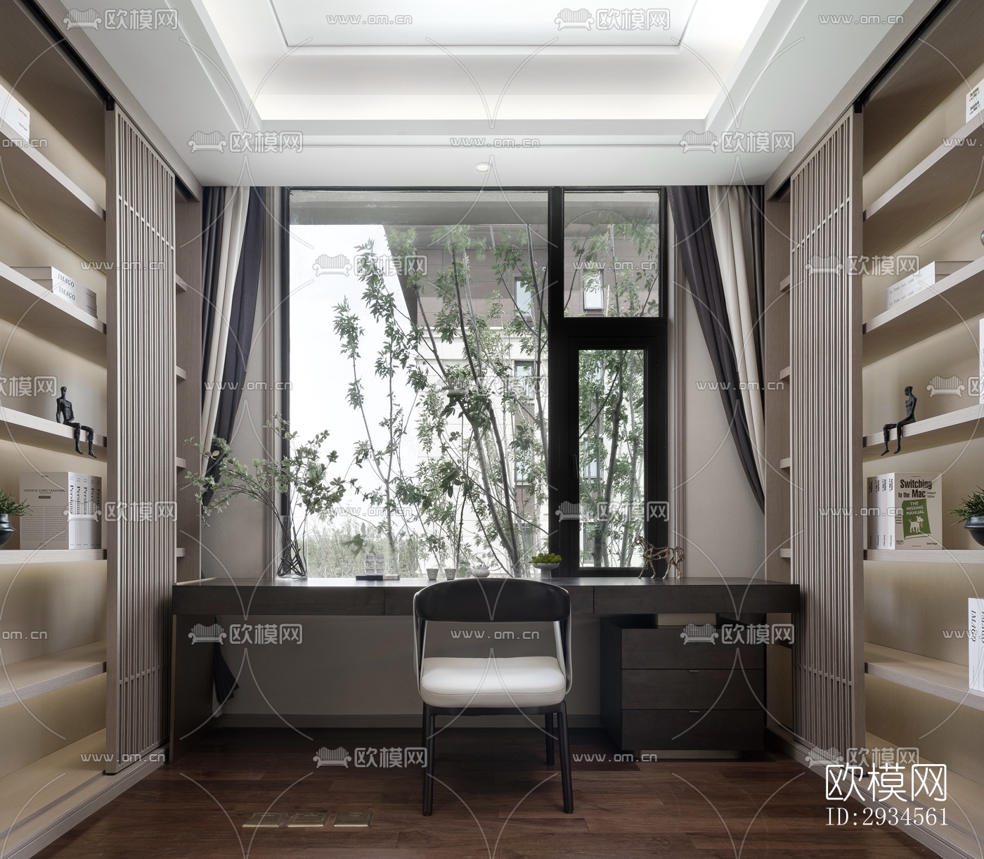 新中式平层效果图下载（渲染图16）