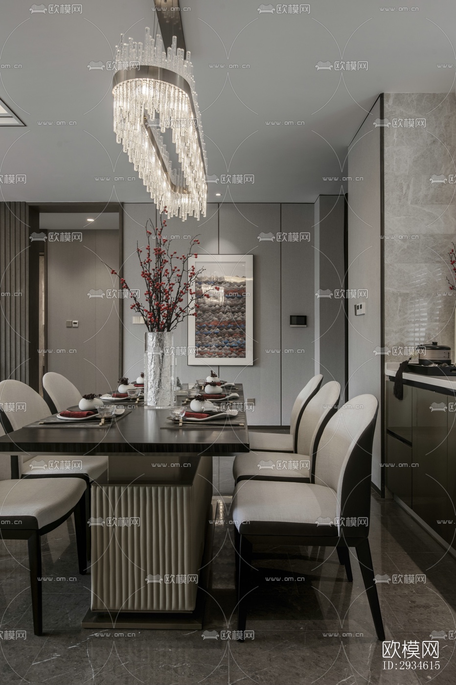 新中式平层效果图下载（渲染图10）