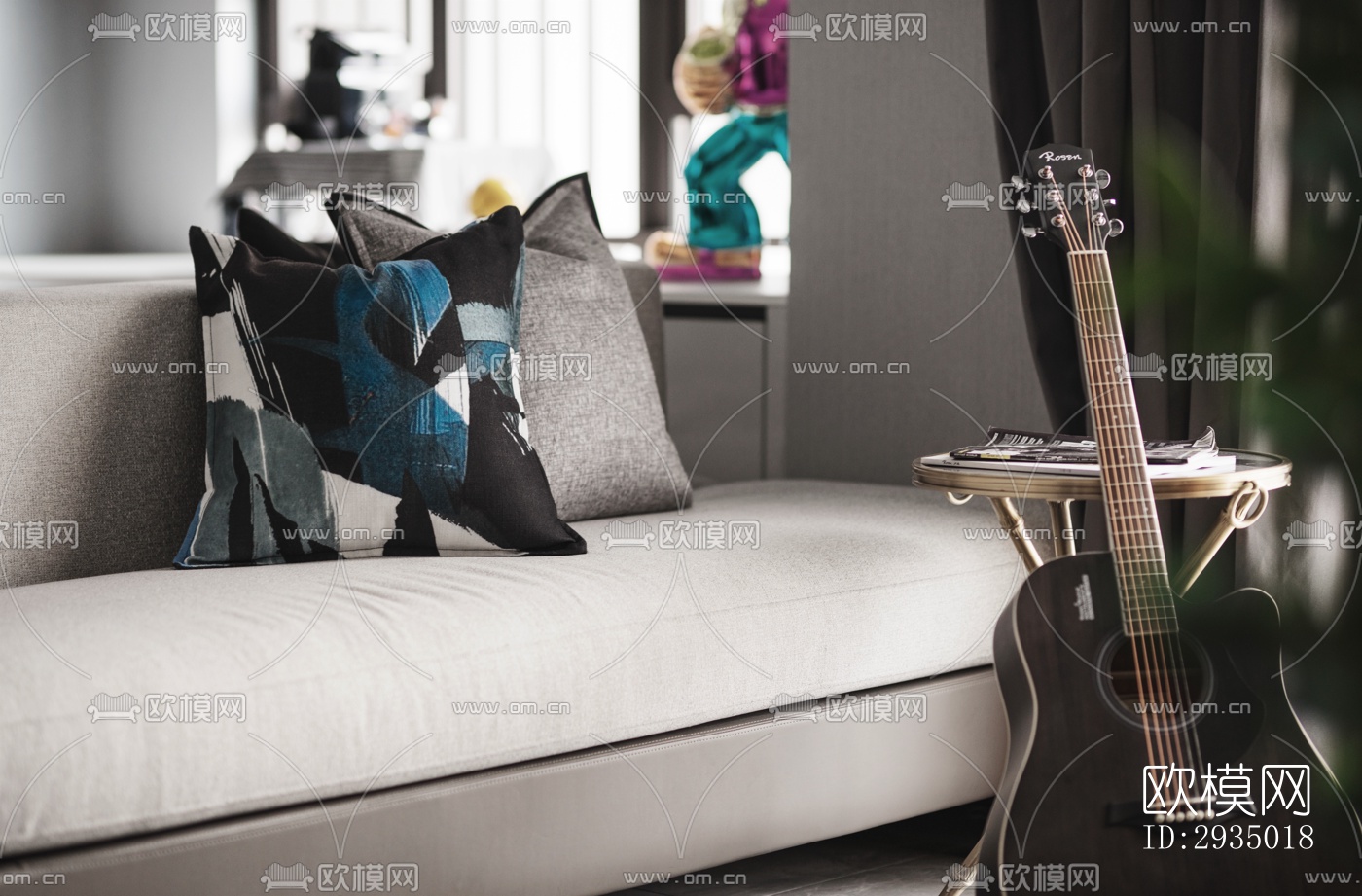 现代平层效果图下载（渲染图12）