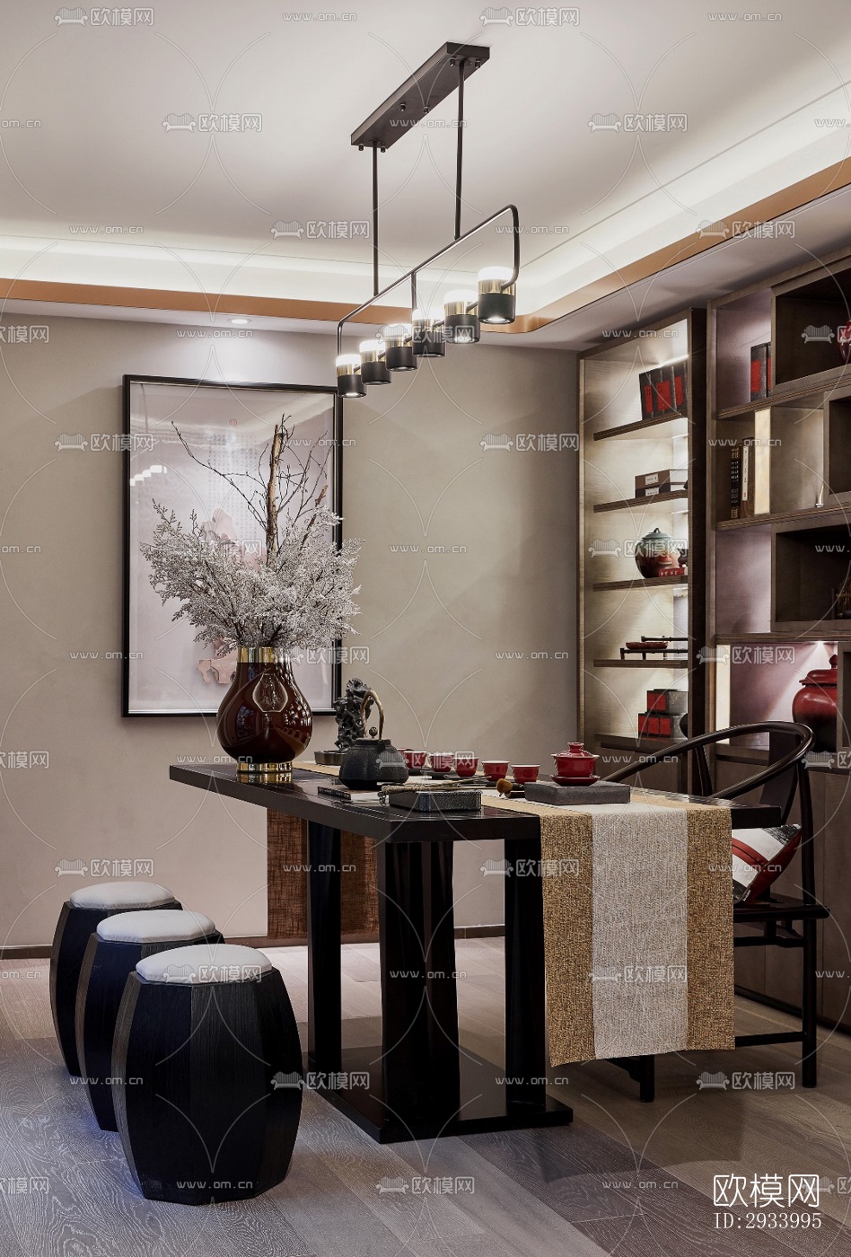 新中式别墅效果图下载（渲染图8）