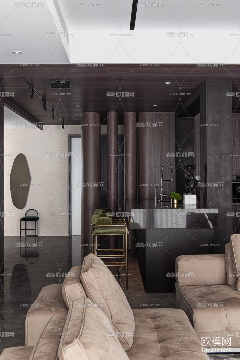 现代复式效果图下载（渲染图1）