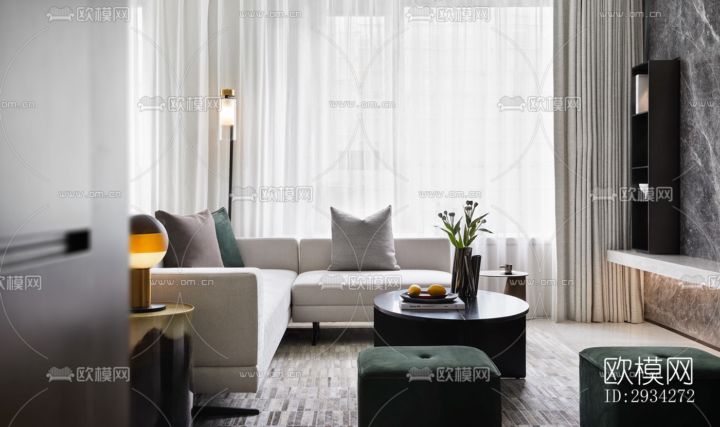 现代复式效果图下载（渲染图6）