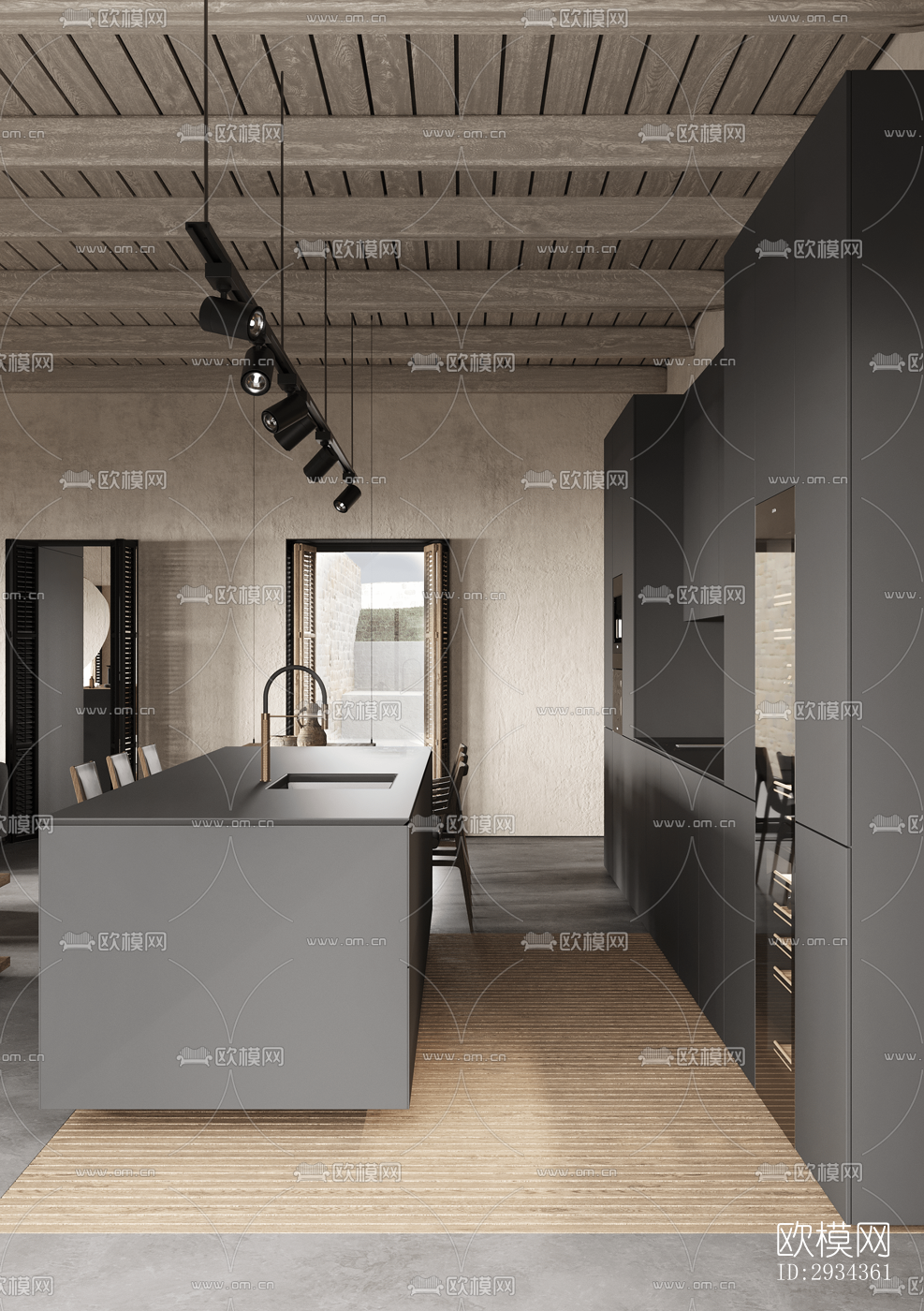 侘寂平层效果图下载（渲染图3）