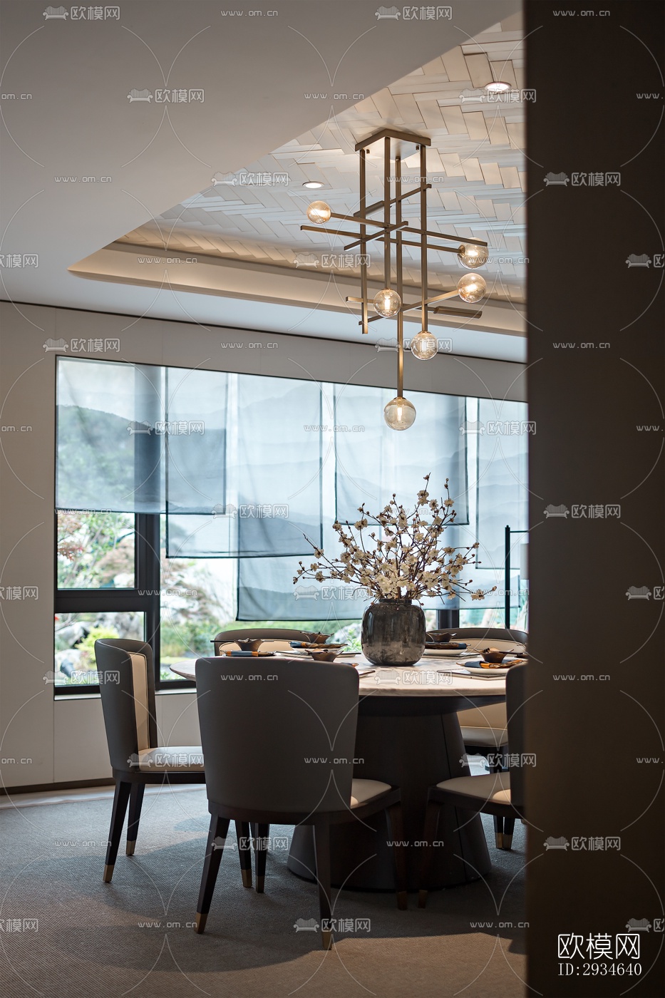 新中式平层效果图下载（渲染图5）