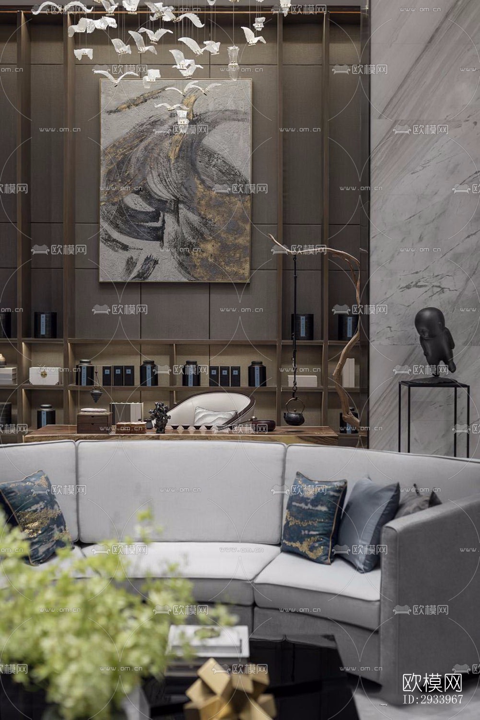 新中式别墅效果图下载（渲染图16）