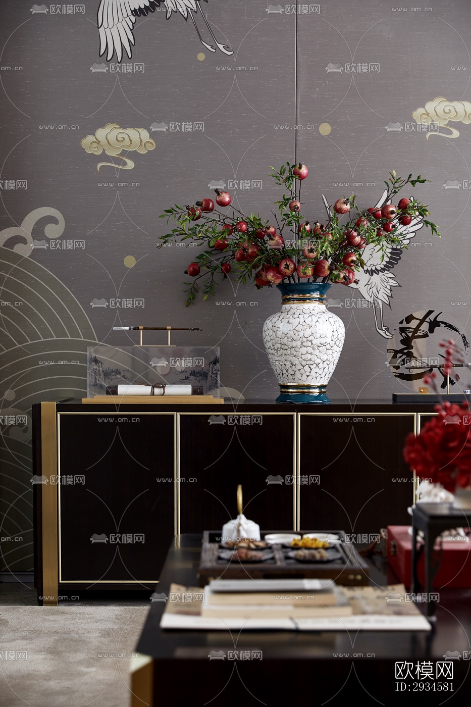 新中式平层效果图下载（渲染图11）