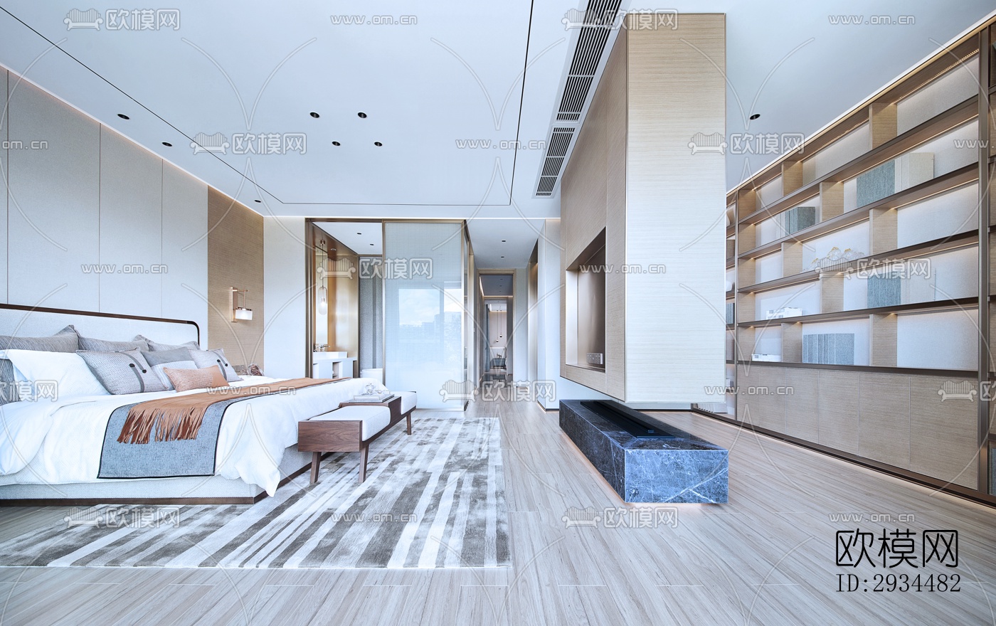 新中式平层效果图下载（渲染图6）