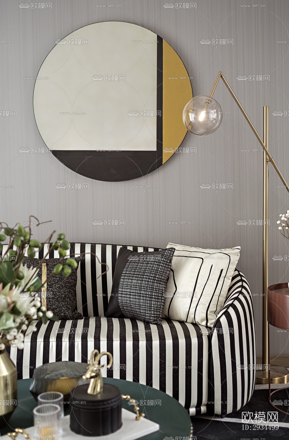 新中式平层效果图下载（渲染图3）