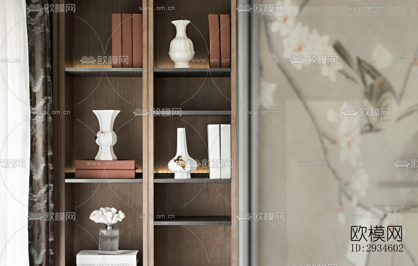 新中式平层效果图下载（渲染图5）