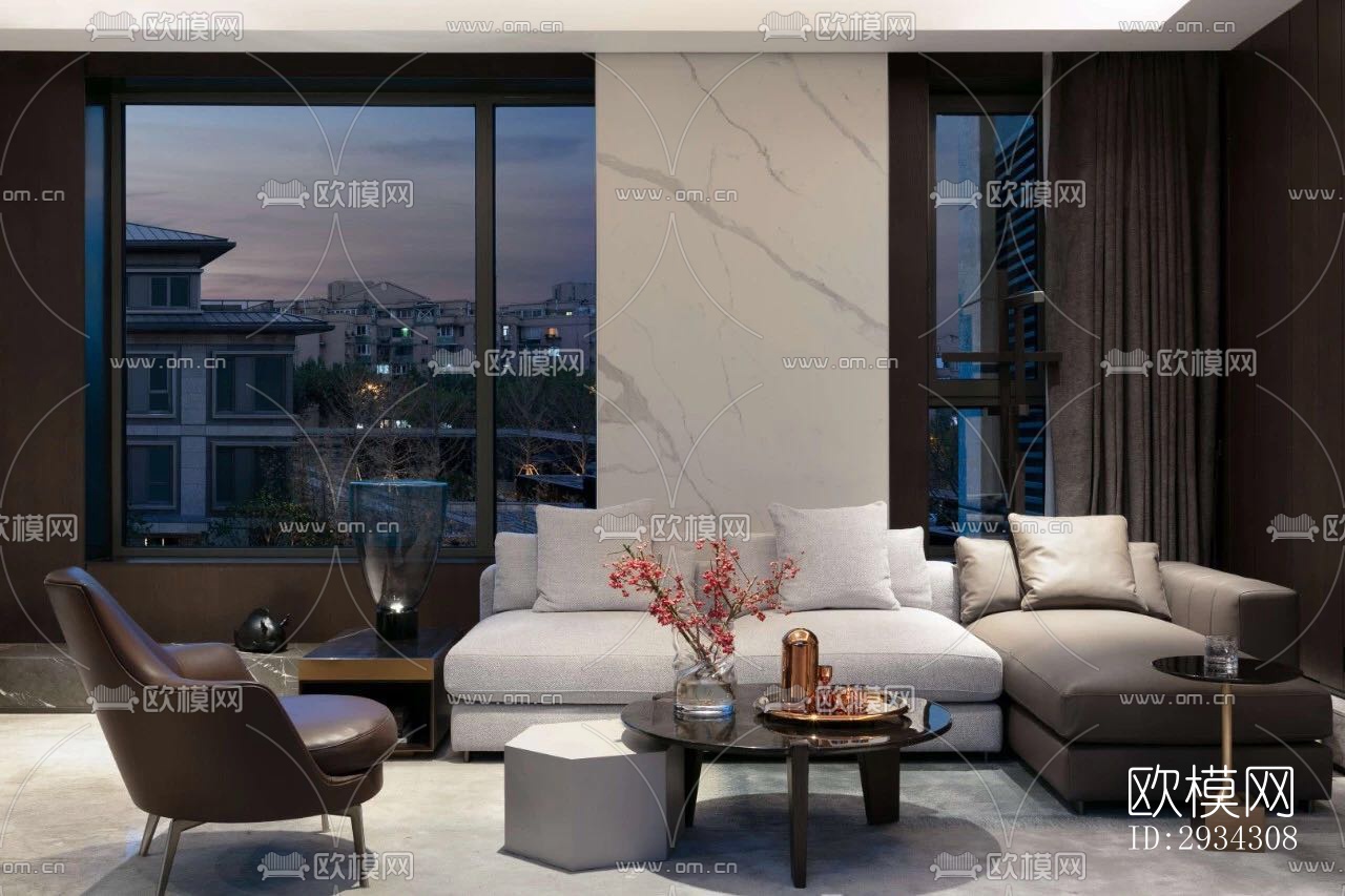 现代复式效果图下载（渲染图11）