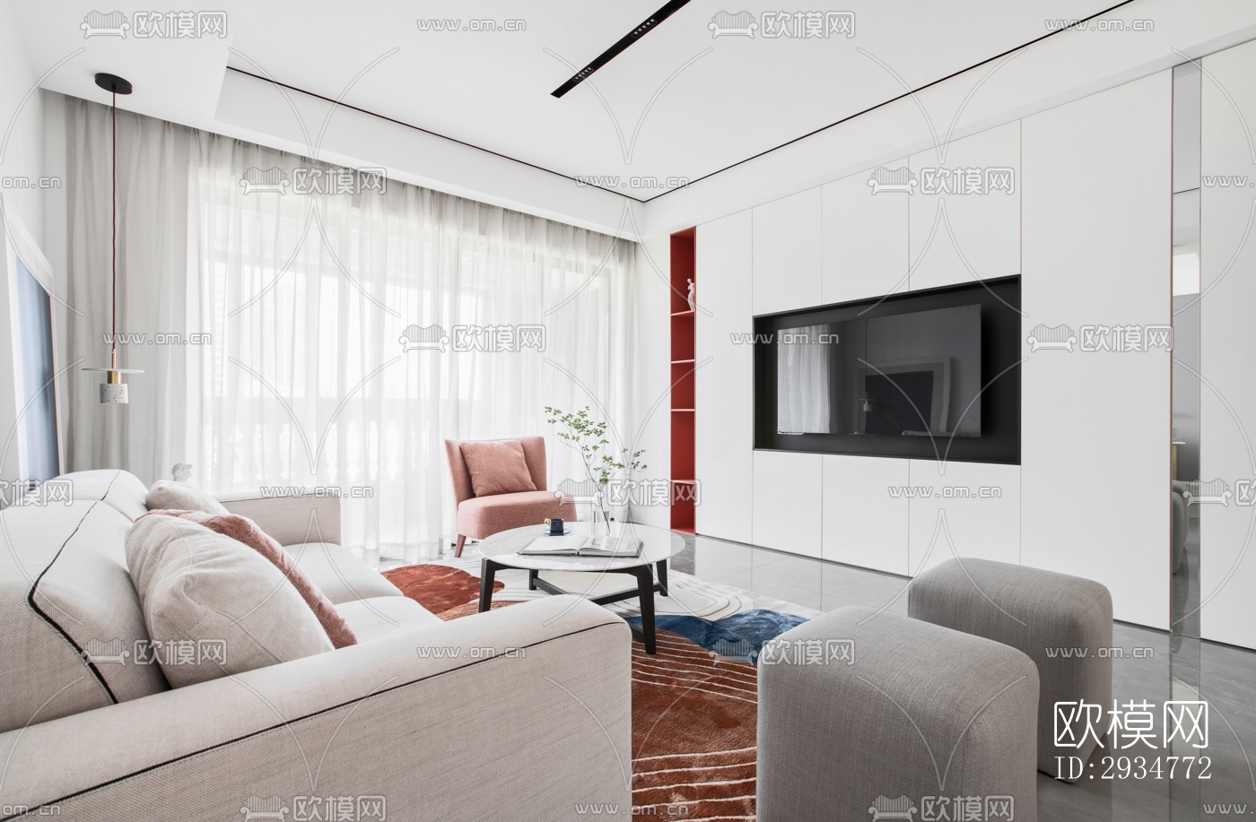 现代平层效果图下载（渲染图14）