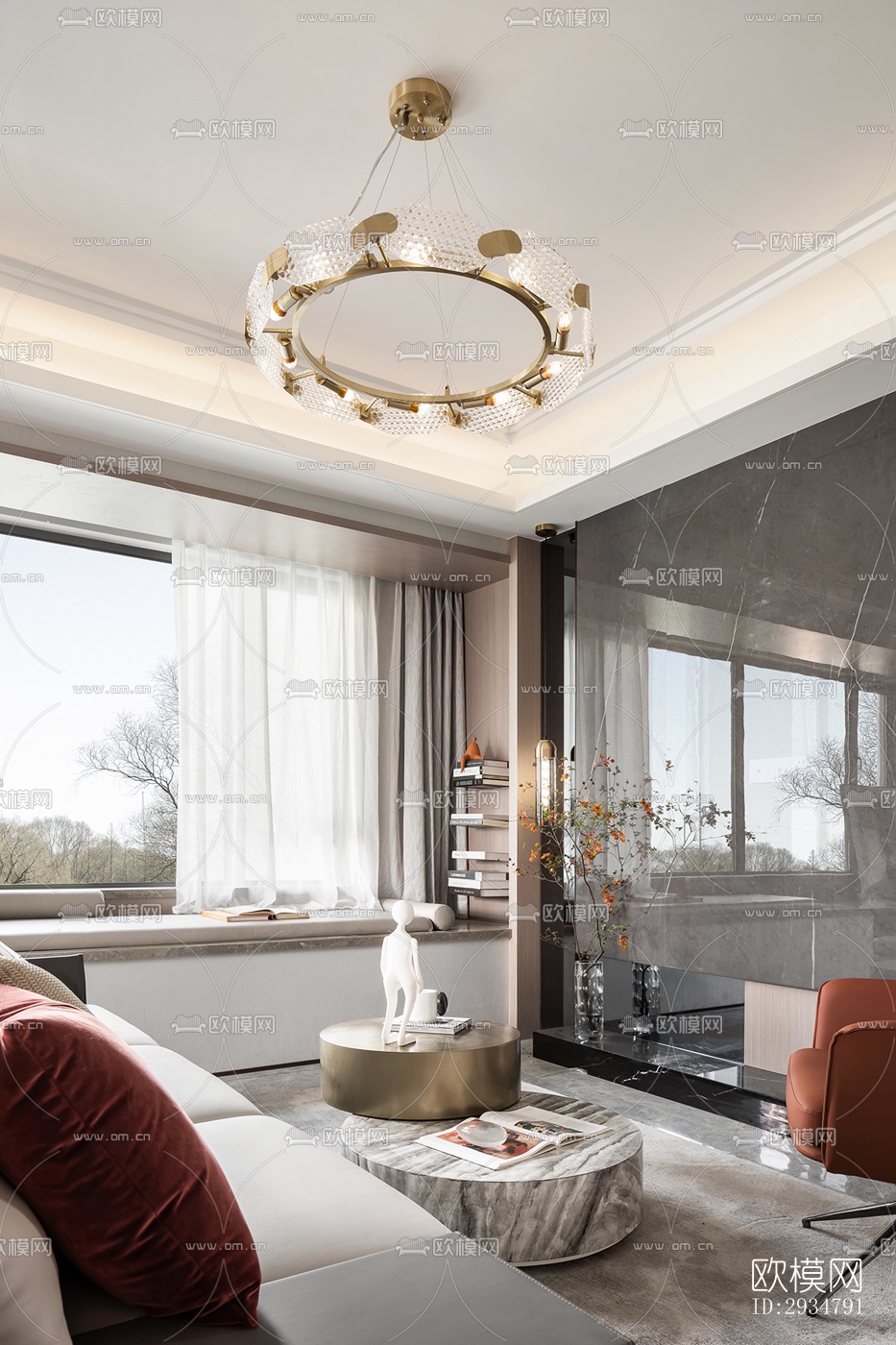 现代平层效果图下载（渲染图4）