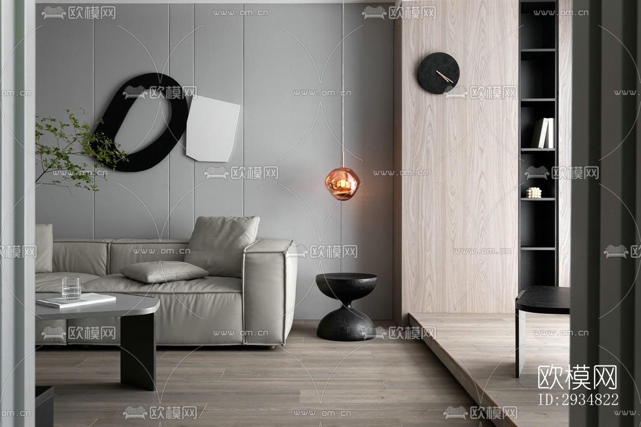 现代平层效果图下载（渲染图1）