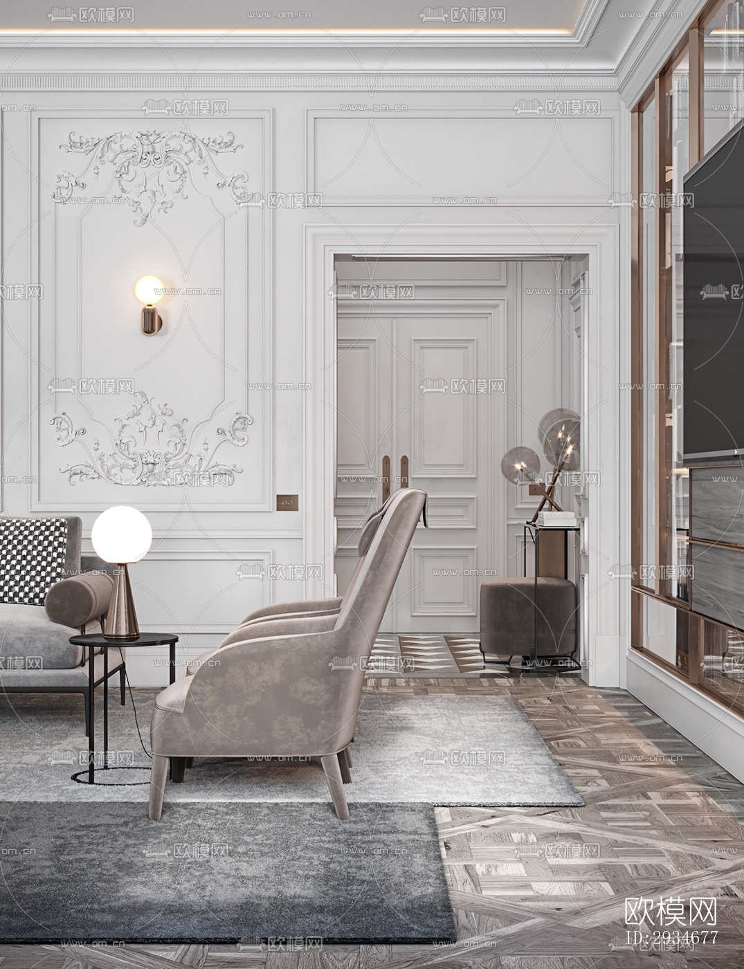 欧式平层效果图下载（渲染图16）