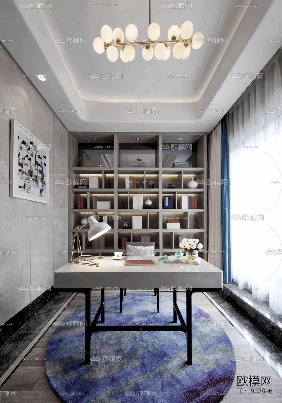 新中式别墅效果图下载（渲染图5）