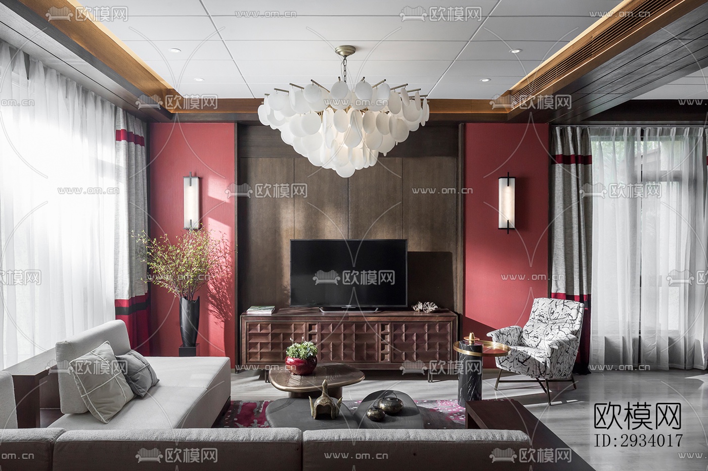 新中式别墅效果图下载（渲染图5）