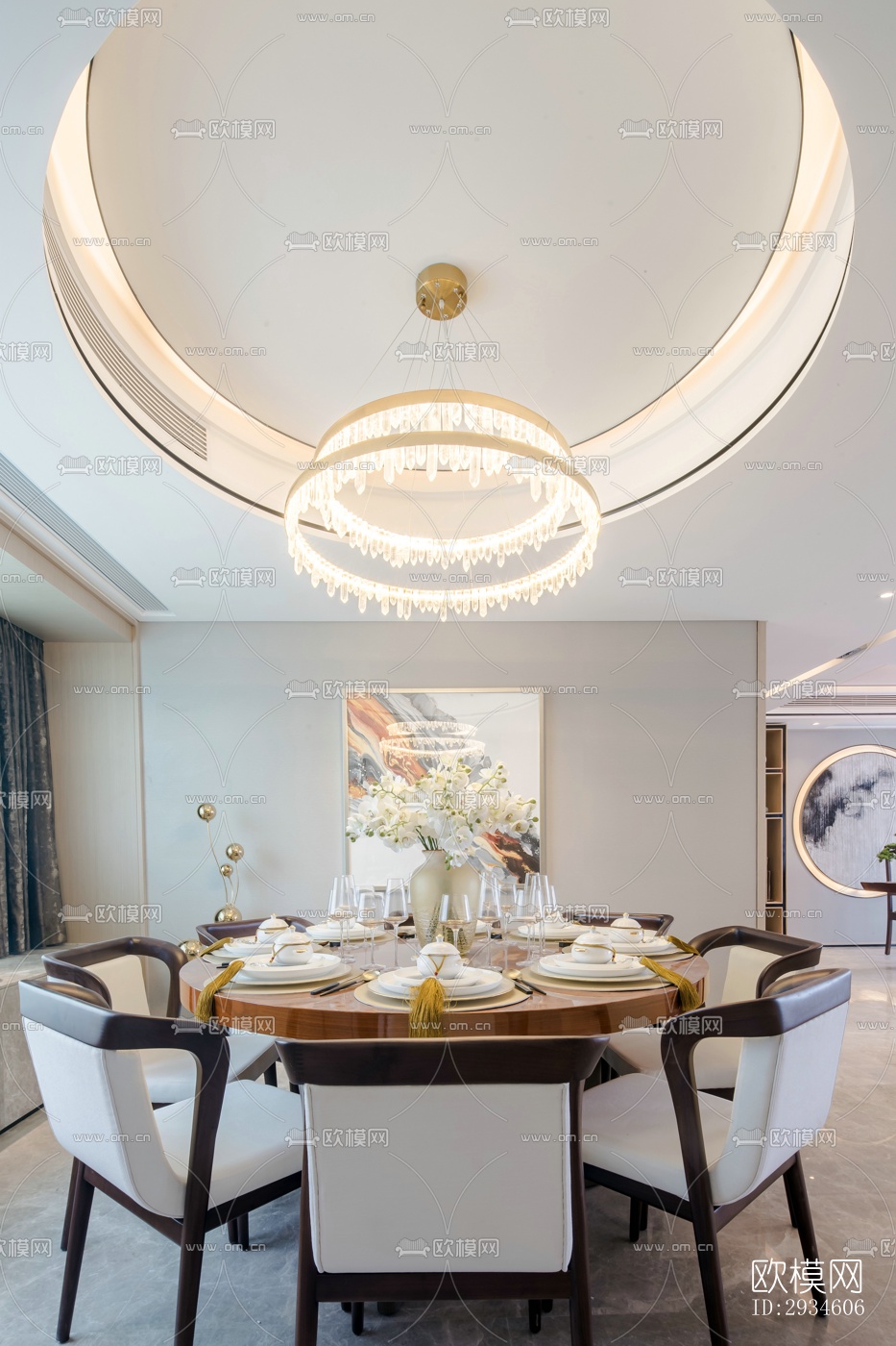 新中式平层效果图下载（渲染图3）