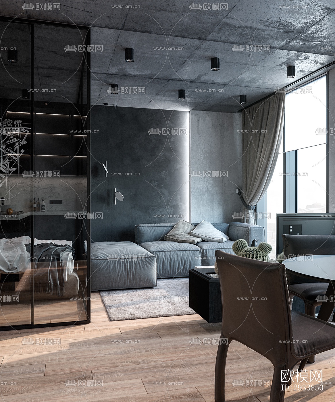 高级灰公寓效果图下载（渲染图16）