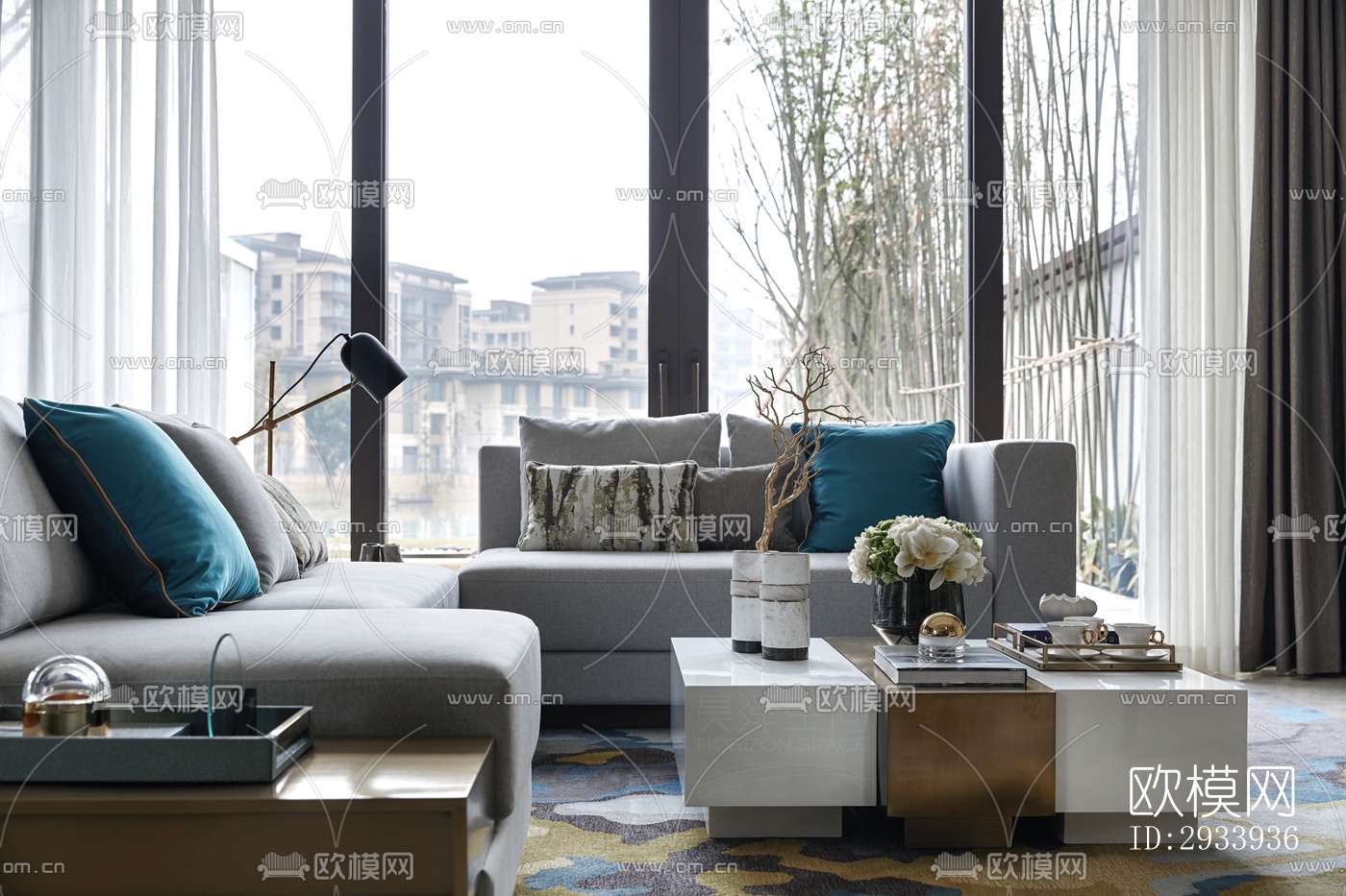 新中式别墅效果图下载（渲染图5）